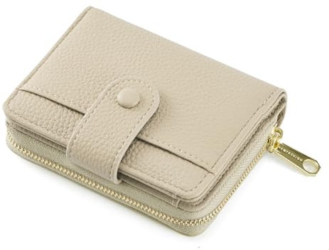 ANYWN Porte Feuille pour Femme, Petit Porte Monnaie Femme en Cuir Souple, Portefeuille Femme Petit Format avec Grand Compartiment à Monnaie zippé Kaki