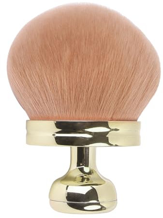 Luxury Kabuki Makeup Brush, Rose Gold Handle, 8.8 cm Wide Soft Bristles for Foundation and Body Makeup (Golden)