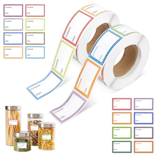 2 Rollo 1000 Piezas Etiquetas Congelador, Etiquetas Adhesivas Cocina 25x40mm, Etiquetas de Congelación, Etiquetas para Frascos para Cocinas Restaurantes Tiendas de Comestibles Mercados