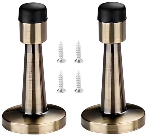 Door Stopper 2PCS Wall Mounted Door Stop Durable Door Stop Easy Installation Silent Anti-Collision Door Top, Rubber Anti-Collision Skirting Board for Indoor Hotel Office (Bronze)