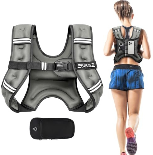 BAGAIL Weighted Vest for Strength Training, Bust Size Adjustable, Convenient Pocket, Iron Sand Weighted Vests, Ideal for Gym Workouts, Yoga Training and Aerobic Exercises