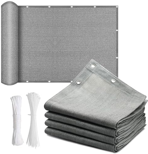 Sonnensegel, strapazierfähig, rechteckig, 3 x 5 m, mit Ösen, Sonnenschutzplane für Terrassen und Balkone, atmungsaktiver Sichtschutz, Grau