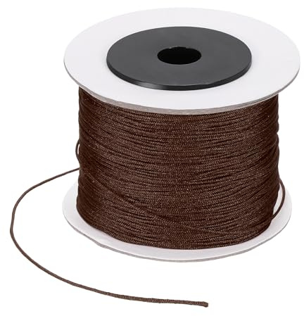 PATIKIL 110 Yard Nylon String for Bracelets, 0.8 mm Nylon Rope Cord Braided Ornament Lanyard Thread Universal Blinds Pull Strings for DIY Craft Bead Bracelet Making, Light Brown