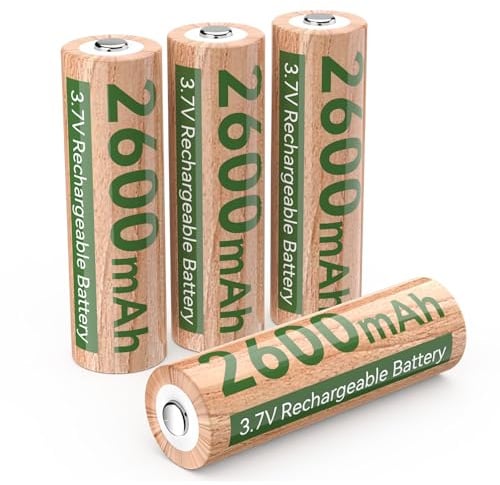 4PCS Batterie Lithium-Ion Rechargeable 3,7 V 2600mAh – Batterie Finie avec Protection Intégrée, Bouton Supérieur pour Lampes Torches LED, Lampes Frontales, Jouets et Appareils Électroniques à Faible C