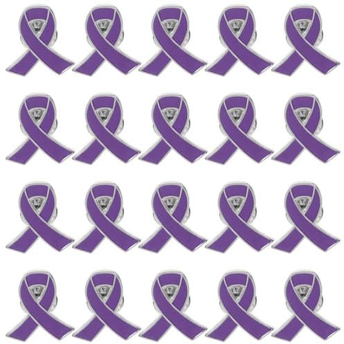 HANABASS 20 Pièces Broche De Sensibilisation Ruban Épinglette Émail Ruban Violet Pour Femme Broche Bijoux Légère À Attacher Sur Vêtements Accessoire Pour Campagnes Et Événements