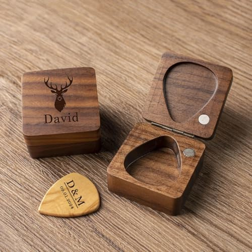 Personalisierte Gitarrenplektren Mit Etui, Individuelles Vintage-Gitarrenplektren-Set, Holzbox Für Plektren, Musiker, Jubiläums- Und Geburtstagsgeschenk