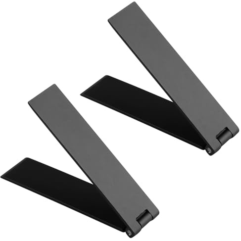 Hopzab 2 Pcs Universal Phone Kickstand, Adjustable Angle Vertical & Horizontal Phone Stand, Self Adhesive Mobile Holder for Desk, Compatible with All Smartphones(Black)