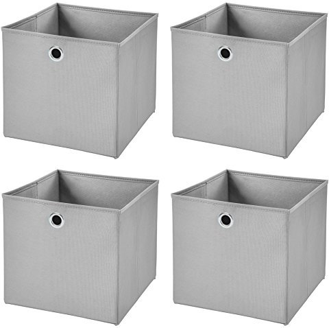 Stick&Shine 4X Aufbewahrungs Korb Hellgrau Faltbox 33 x 33 x 33 cm Regalkorb faltbar