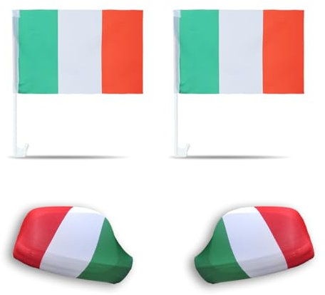 Sonia Originelli Fanset Fanartikel Fahnen für das Auto Spiegelfahnen Fensterfahnen WM EM, Farbe: Italien