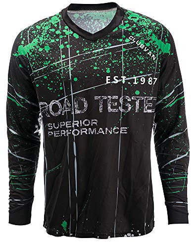 JPOJPO Herren Radtrikot MTB T-Shirt Langarm Mountainbike Motorrad Fahrrad Kleidung Anti-UV, Schwarz Grün, XL