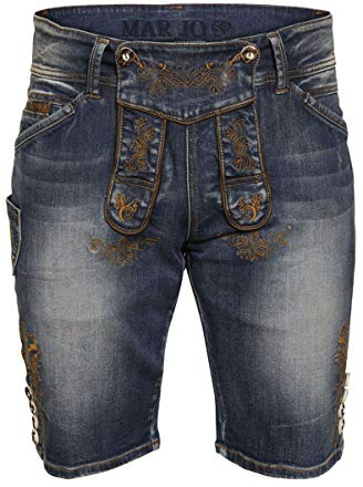 MarJo Herren Herren Trachtenjeans 'Lederhose' kurz blau, BLAU, 54