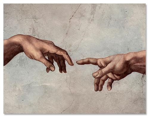 wandmotiv24 Leinwandbild Kunst & Gemälde, Querformat, Davinci Hände M0109