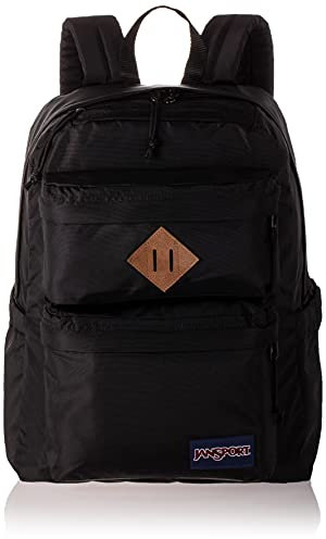 JanSport Double Break Backpack – 15-inch Padded Laptop Compartment, Dual Water Bottle Pockets, Internal Organizer, Large Main Compartment, Black