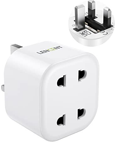 LENCENT Shaver Plug Adaptor, UK 2 Pin to 3 Pin 13A Fuse Adapter Plug Socket, Electric Shaver Razor Adapter Toothbrush Plug for Epilators Bathroom- White, 1 Pack