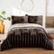 Grey Geometric Duvet Cover Golden Stripes Soft Microfiber Bedding Sets, Reversible Lightweight Quilt Cover 3pcs with Zipper Closure (King, 220x230cm)