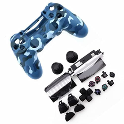 HUAYUWA Boîtier de manette de jeu en plastique (camouflage bleu) avec boutons pour PlayStation 4 Slim 4.0 JDS-040 JDM-040 (version V1)