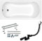 BADLAND Badewanne Original Weiß Acryl Wanne Rechteck ARIA 140x70 KOMPLETTSET SET + Füßen und Exklusive Chrom Automatik Ablaufgarnitur Made in EU 3in1