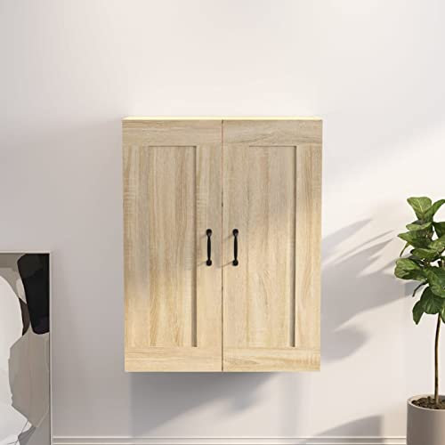 ZEYUAN Hängeschrank, Wandschrank Wohnzimmer, Aufsatzschrank, Sonoma-Eiche 69,5x32,5x90 cm - 812306