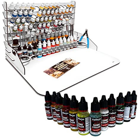 Peintures Vallejo. Gamme de peintures acryliques Special FX plus Organisateur avec grand plan de travail pour les pots, pinceaux et outils de modélisation, parfait pour la peinture warhammer 40k.