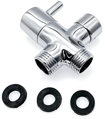 JZK 3-Way Shower arm Diverter Valve 1/2 inch, Brass Shower Head Splitter 3 Way, G1/2 Metal Shower Diverter Valve Replacement with Rubber washers, Shower Adapter Flow Diverter