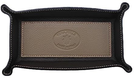FrasiBags Vide Poche en Cuir Véritable - Vide Poche Entree - Plateau de Rangement Rectangulaire Pratique pour Montres, Clés, Pièces de Monnaie et équipement de Bureau (Taupe)