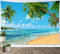 LB Wandteppich Tropeninsel Wandtuch Palme am Strand am blauen Ozean Wandbehang Küstenlandschaft Tapisserie für Wohnzimmer Schlafzimmer Wohnheim Wanddeko,150x100cm