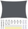 Rectangular Square Sun Shade Sail 2m 2.5m 3m 3.6m 4m 5m 6m 7m 8m Outdoor Pool Sunshade with Fixing Kit and Guy Rope Sunscreen for Backyard Terrace Deck Sun Sail Shade Dark Grey ( Size : 2x2.5M )