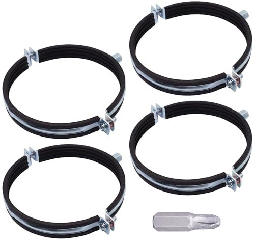 SKIR'CO Rohrschellen mit Gummierung für 138-142 mm Rohre, Schwarz, 4 Stück