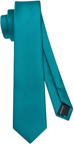 HISDERN Solide schmale Krawatte für Herren schmale Krawatte klassische aquablaue Seidenkrawatte für Hochzeit Party Business 6cm