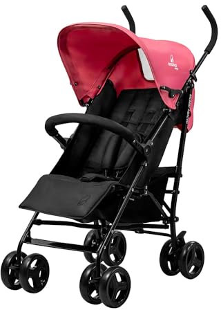 Asalvo MOMBI 2 Poussette Bébé, Légère et Compacte, Dossier Inclinable Multipositions, Repose-pieds Réglable, Capote avec Fenêtre, Pliage Facile, de la Naissance jusqu’à 15 kg, Rose