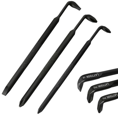 LATTOOK Lot de 3 tournevis décalés à angle droit, tournevis à double extrémité de type L à 90 degrés, tournevis à profil bas avec Phillips et fente, design coudé plat de 15 mm pour un espace étroit