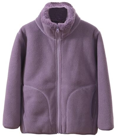 Happy Cherry Giacca in Pile Unisex Bambini Ragazzo Ragazza Giubbotto Invernale con Cerniera Cappotto Antivento Viola 4-5 anni