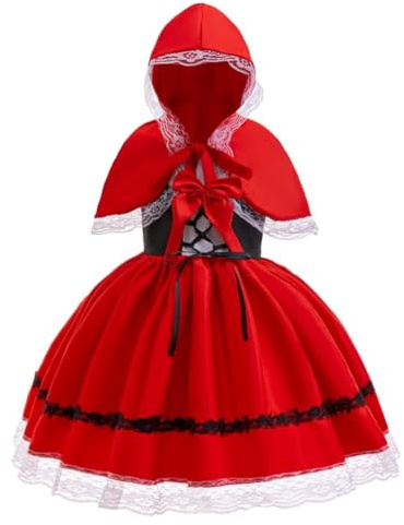 Dressy Daisy Storybook Girl in Red Hood Fancy Dress Up Costume Set with Cloak Cape for Kids Girls Size 6-8