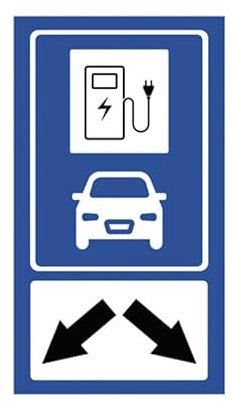 Panneau Dibond XL | Parking pour voitures électriques | 27 x 50 cm | Blue | 1 pièce