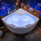 ECOLAM® Badewanne LED Beleuchtung SELMA 140x140 cm mit Acrylschürze | Eckwanne Antirutsch Beschichtung | Unterwasserbeleuchtung 8 Farben | Schürze Ablaufgarnitur Füße Silikon Komplett-Set