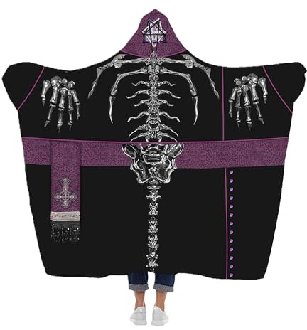 Ghost Papa V Neuheit Decke, Skelett Papa Halloween Kostüm, Band Merchandise (Schwarz & Lila), Schwarz, Einheitsgröße