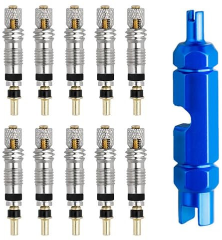 ASIRYVA Presta-Ventilkerne, schlauchlose Ventile und Entferner-Werkzeug-Set für universelles Rennrad, Auto, inkl. Ventilschlüssel, 10 Stück