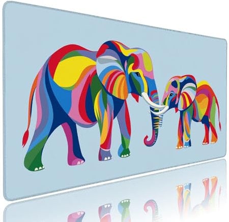 Blue Large Mouse Mat Gaming Non Slip xxl Mouse Pad Elephant 500x250x3mm Waterproof Small Keyboard Mats for Desk Protector, With Rubber Base Stitched Edges, for Office Home and Gaming Room Stuff d-738