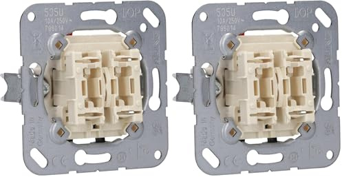 JUNG 535U Mecanismo Pulsador, 10 AX / 250 V, Doble Unipolar NA (Paquete de 2)