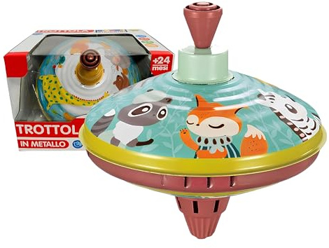 Metallkreisel für Kinder, großer Kreisel Durchmesser 15 cm, rotierendes Spielzeug 24+ Monate, klassischer Pumpenkreisel aus Blech, Schwungrad aus Blech, Spinner Spielzeug, verschiedene Farben