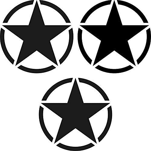 GreenIT 3 Stück Sterne 7cm schwarz matt USA Army MP Auto Aufkleber Tattoo Deko Folie Klebefolie