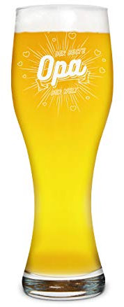 Leonardo Weizenglas 0,5 L Der beste Opa der Welt Gravur, Geschenkidee zu Weihnachten für Großvater, fester Boden, schöne Form
