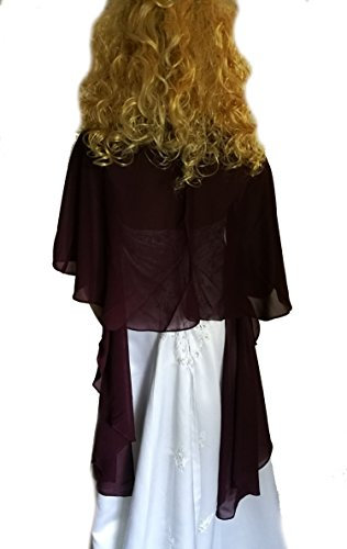 LadyMYP© Romantische Chiffon Rundstola, Schal für Abendkleid/Cocktailkleid, Hochzeit, viele Farbe zur Wahl (Aubergine)