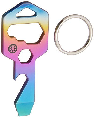 CLOSS 8 in 1 Titanium Multitool Keychain- Bottle Opener, Screwdriver and Wrench Rainbow
