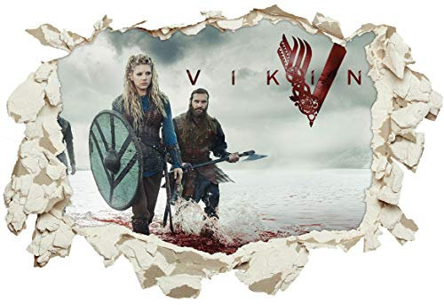 Unified Distribution Vikings - Wandtattoo mit 3D Effekt, Aufkleber für Wände und Türen Größe: 92x61 cm, Stil: Durchbruch