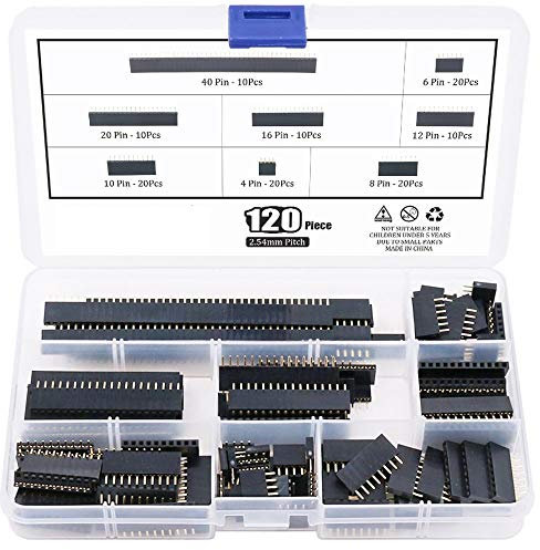 ARCELI 120 Stücke 2,54mm Gerade Einreihige Platine Weibliche Stiftleiste Sockel Steckerleiste Sortiment Kit für Arduino Prototyp Schild (Einreihige)