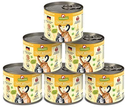 GranataPet DeliCatessen Huhn PUR, Nassfutter für Katzen, Futter ohne Getreide & ohne Zuckerzusätze, Katzenfutter mit hohem Fleischanteil & hochwertigen Ölen, 6 x 200 g
