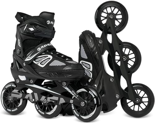 RAVEN Inlineskates Inliner optional als 2in1 Raven Advance Big Wheels verstellbar (Black, 35-39 (23cm-25,5cm))
