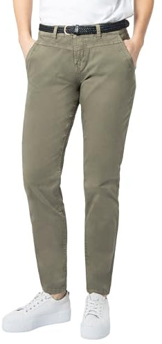Urban Surface Damen Chino Stoff-Hose mit Flecht-Gürtel Middle-Green XL