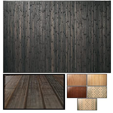 LucaHome – Alfombra bambú Uganda Ideal para Interior, Alfombra bambú para Cocina, salón, despacho, Dormitorio con Cenefa, Alfombra de bambú Antideslizante (Dark Grey, 160x230cm)